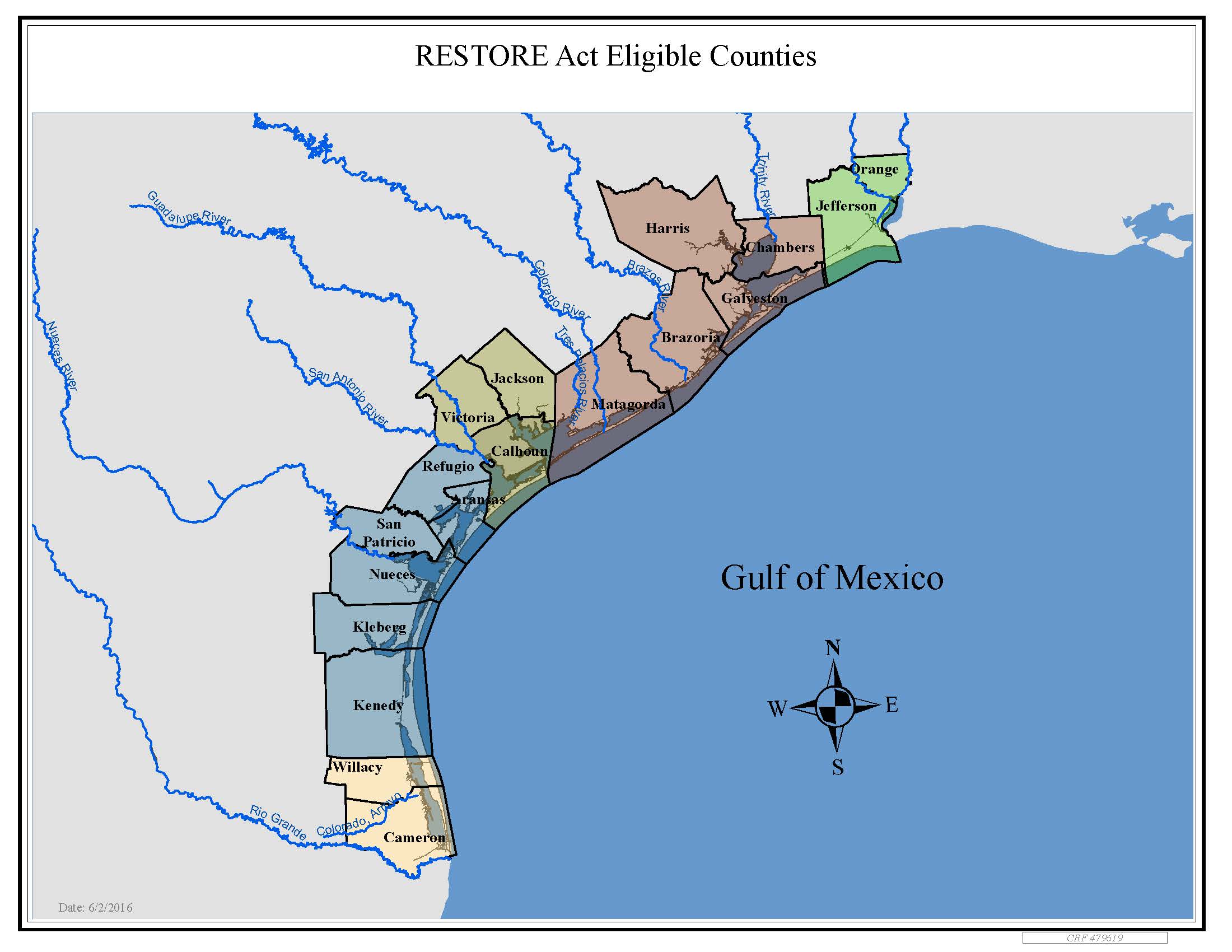 RESTORE Eligible Counties Map