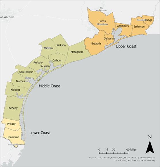 A map showing the counties eligible for RESTORE grant funding